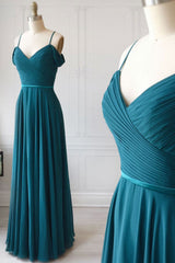 Simple Sweetheart Green Prom Dress Chiffon Long Formal Evening Dress