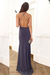Simple V Neck Prom Dress Backless Long Formal Evening Dress