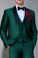 Single-Breasted One-Button Peaked Lapel Wedding Suit For Men Standard Fit 3-Piece Set