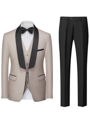 Single-Breasted One-Button Tailored Fit 3-Piece Wedding Suit For Men