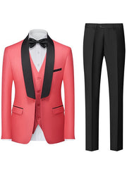 Single-Breasted One-Button Tailored Fit 3-Piece Wedding Suit For Men