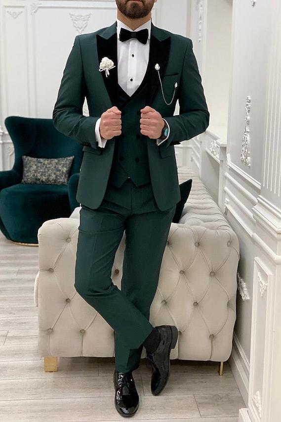 Single-Breasted One-Button Tailored Fit 3-Piece Wedding Suit For Men In Solid Colors