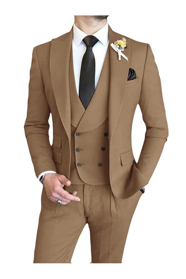 Single-Breasted One-Button Tailored Fit 3-Piece Wedding Suit For Men