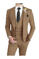 Single-Breasted One-Button Tailored Fit 3-Piece Wedding Suit For Men