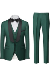 Single-Breasted One-Button Tailored Fit 3-Piece Wedding Suit For Men