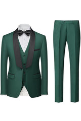 Single-Breasted One-Button Tailored Fit 3-Piece Wedding Suit For Men