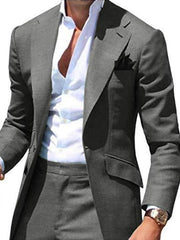 Single-Breasted One-Button Tailored Wedding Suit For Men 2-Piece Set