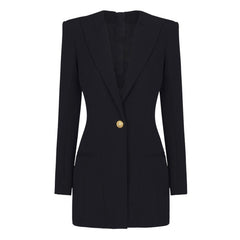 Single-Breasted Peak Lapel Blazer With Long Sleeves For Women