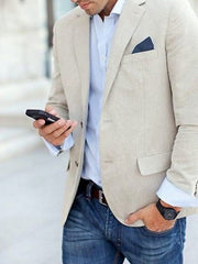 Single-Breasted Two-Button Blazer Jacket With A Tailored Fit For Men