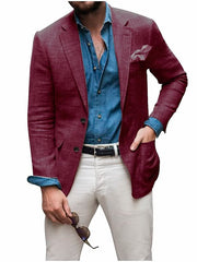 Single-Breasted Two-Button Blazer Jacket With A Tailored Fit For Men