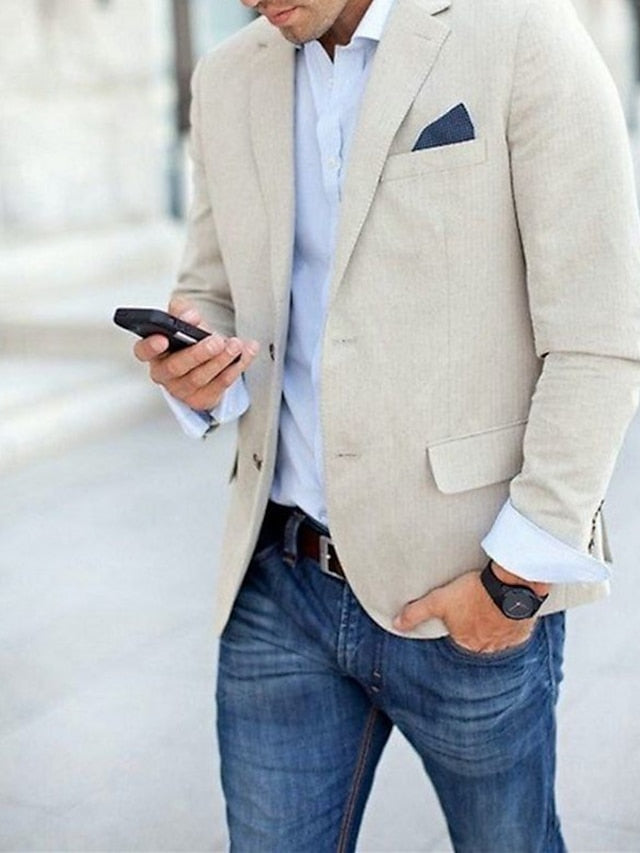 Single-Breasted Two-Button Blazer Jacket With A Tailored Fit For Men