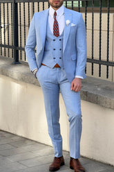 Single-Breasted Two-Button Tailored Fit 3-Piece Solid Wedding Suit For Men