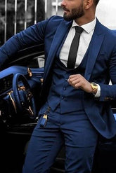 Single-Breasted Two-Button Tailored Fit 3-Piece Wedding Suit For Men
