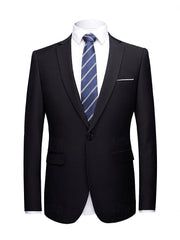 Single-Button Casual Blazer Jacket For Men In Solid Colors Tailored Fit