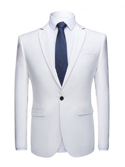 Single-Button Casual Blazer Jacket For Men In Solid Colors Tailored Fit