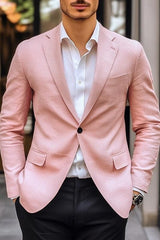 Single-Button Casual Blazer Jacket For Men In Solid Colors Tailored Fit