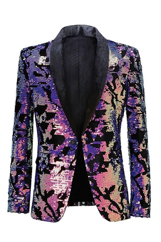 Single-Button Sequin Blazer For Men In Regular Fit