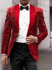 Single-Button Sequined Party Jacket For Men Tailored Fit