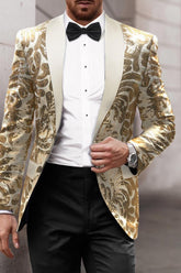 Single-Button Sequined Party Jacket For Men Tailored Fit