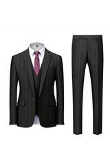 Single-Button Striped Wedding Suit For Men Tailored Fit In Three Pieces