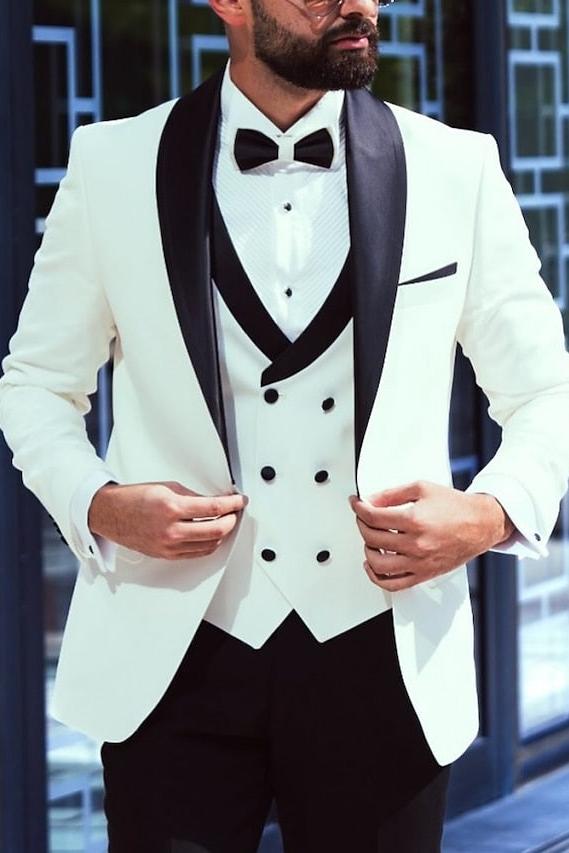 Single-Button Tailored Fit 3-Piece Wedding Suit For Men