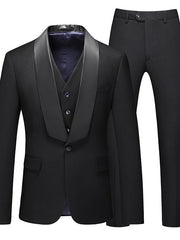Single-Button Tailored Fit Three-Piece Wedding Suit For Men