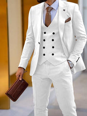 Single-Button Tailored Fit Three-Piece Wedding Suit For Men