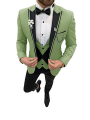 Single-Button Tailored Fit Three-Piece Wedding Suit For Men