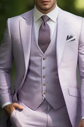 Single-Button Tailored Fit Three-Piece Wedding Suit For Men
