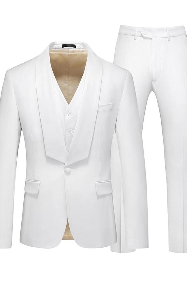 Single-Button Tailored Fit Three-Piece Wedding Suit For Men