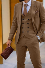 Single-Button Tailored Fit Three-Piece Wedding Suit For Men