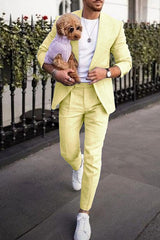 Single-Button Tailored Linen Suit For Men Two-Piece Set