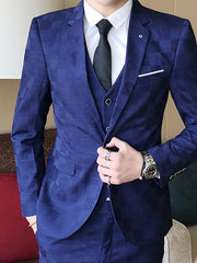 Single-Button Tailored Men's 3-Piece Wedding Suit