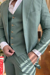 Single-Button Tailored Men's 3-Piece Wedding Suit