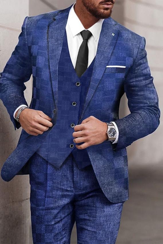 Single-Button Tailored Men's 3-Piece Wedding Suit