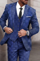 Single-Button Tailored Men's 3-Piece Wedding Suit