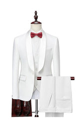 Single-Button Three-Piece Wedding Suit For Men In Standard Fit