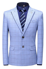 Sky Blue Peaked Lapel 2 Piece Fancy Business Suit