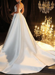 Sleeveless Sweetheart Satin/Sequined Trumpet/Mermaid Wedding Dress