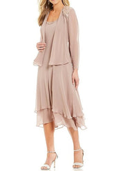 Sleeveless Tea-Length Mother Of The Bride Pantsuits With Jacket in A-Line/Princess Round Neck Style