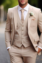Solid-Colored Three-Piece Wedding Suit For Men Tailored Fit With Single Breast And Two Buttons