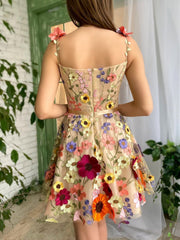 Sophie Homecoming Dress Pretty A Line Floral With 3D FlowersShort Party Cocktail Dress
