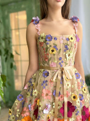 Sophie Homecoming Dress Pretty A Line Floral With 3D FlowersShort Party Cocktail Dress