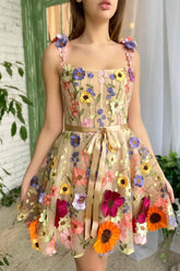 Sophie Homecoming Dress Pretty A Line Floral With 3D FlowersShort Party Cocktail Dress