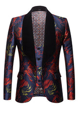 Sophisticated Grey Jacquard Shawl Lapel Men's Blazer