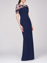 Spaghetti Strap Sleeveless Floor-Length Mother of the Bride Gown with Watteau Train