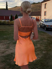 Dressystars Spaghetti Straps Scoop Satin Short Party Homecoming Dress
