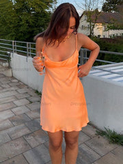 Dressystars Spaghetti Straps Scoop Satin Short Party Homecoming Dress