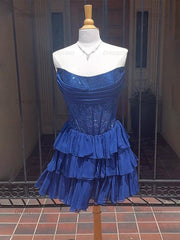 Dressystars Sparkly Corset A Line Short Beaded Homecoming Dress with Ruffles