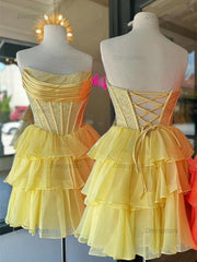 Dressystars Sparkly Corset A Line Short Beaded Homecoming Dress with Ruffles